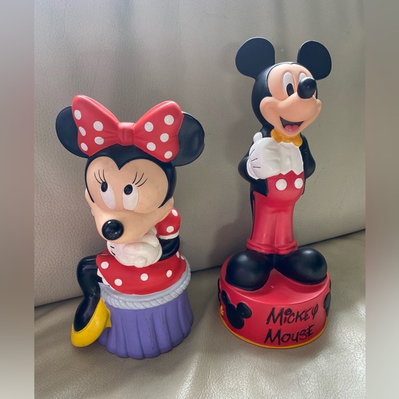 Vintage Disney Parks Mickey & Mini Mouse Tuxedo Coin Piggy Bank With 11" Rare EC - Picture 2 of 6